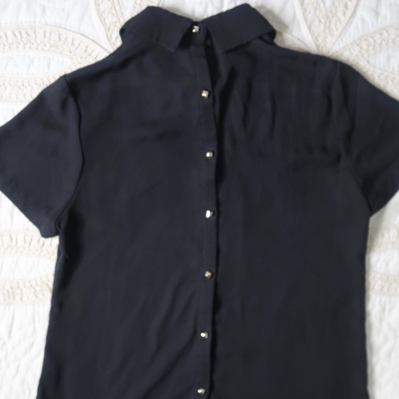 Black Dressy Collared Top - Picture 2 of 2